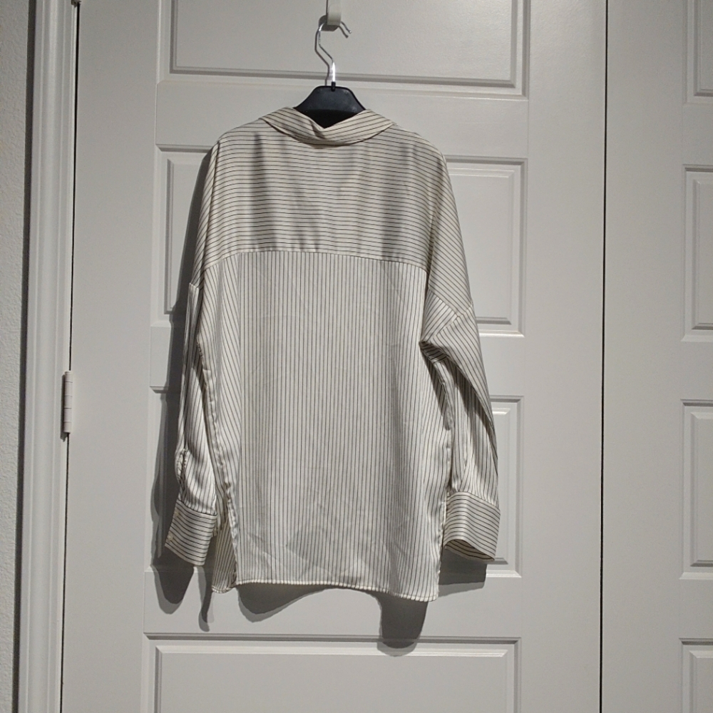 Mango Striped Button Down Shirt View 3